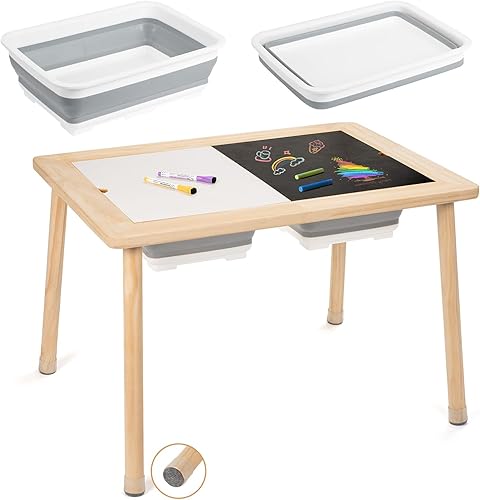 Uwyriwooq Mesa sensorial para niños pequeños de 1 a 3 años, mesa para niños con contenedores de almacenamiento, mesa sensorial para niñas y niños
