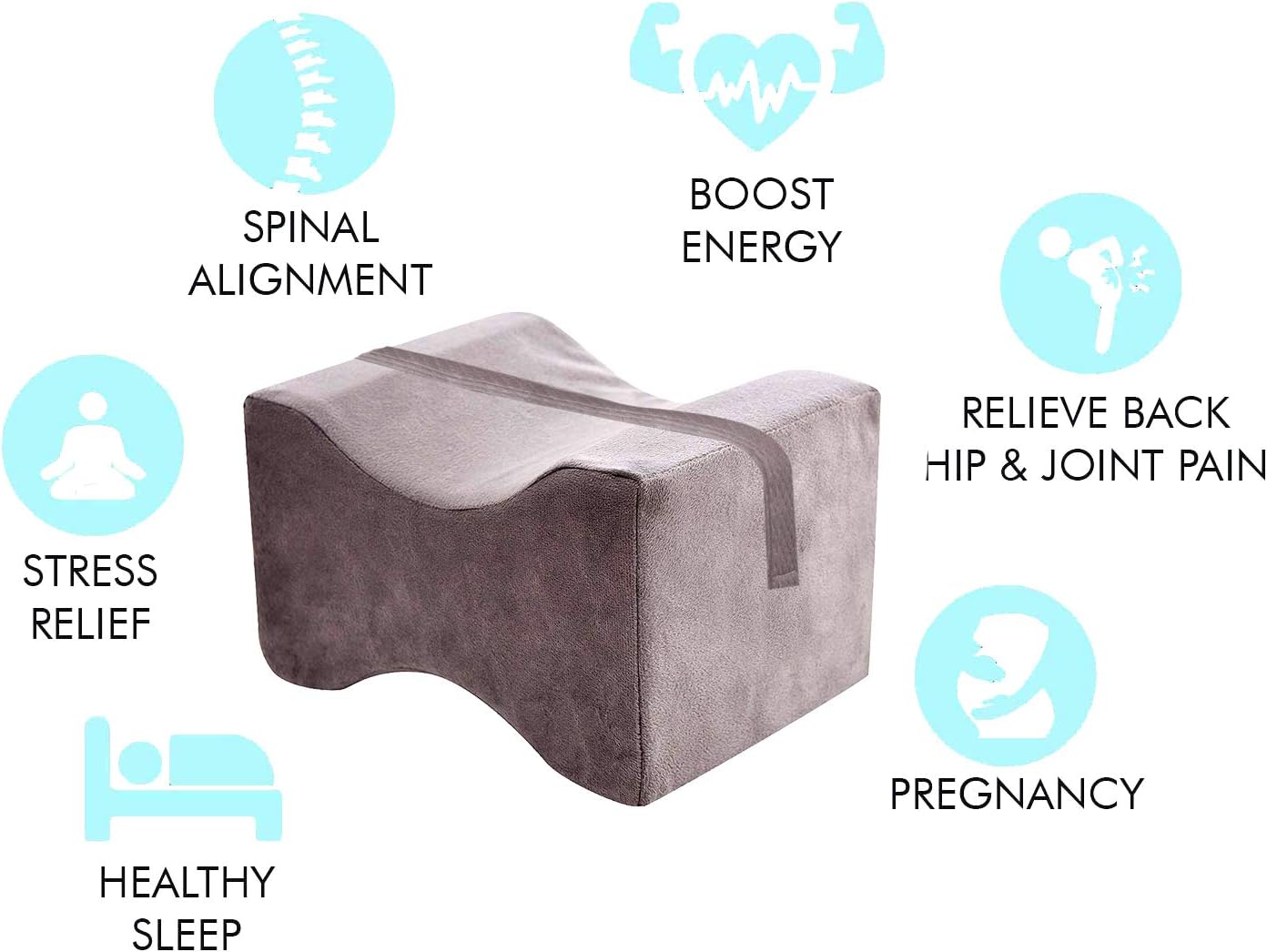 Memory Foam Orthopaedic Knee Support Leg Rest Pillow for Side Sleepers, for Relief from Sciatica, Back Pain, Leg Pain, Pregnancy, Post Surgery, Hip & Joint Pain