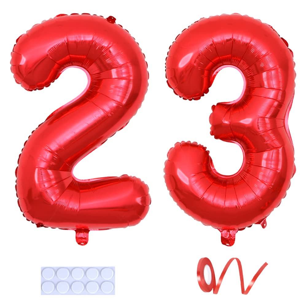 Riesen-Folienballon Zahl 23 Für Den 23. Geburtstag – Silber, 32 Zoll (ca. 81 Cm), Für Helium Oder Luft, Inkl. Band
