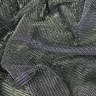 Chain Lurex Metallic Mesh Fabric, Lightweight Shimmering Synthetic, 150cm Wide, Supplied by the Metre (Silver/Black, Per Metre (as one Continuous Length))