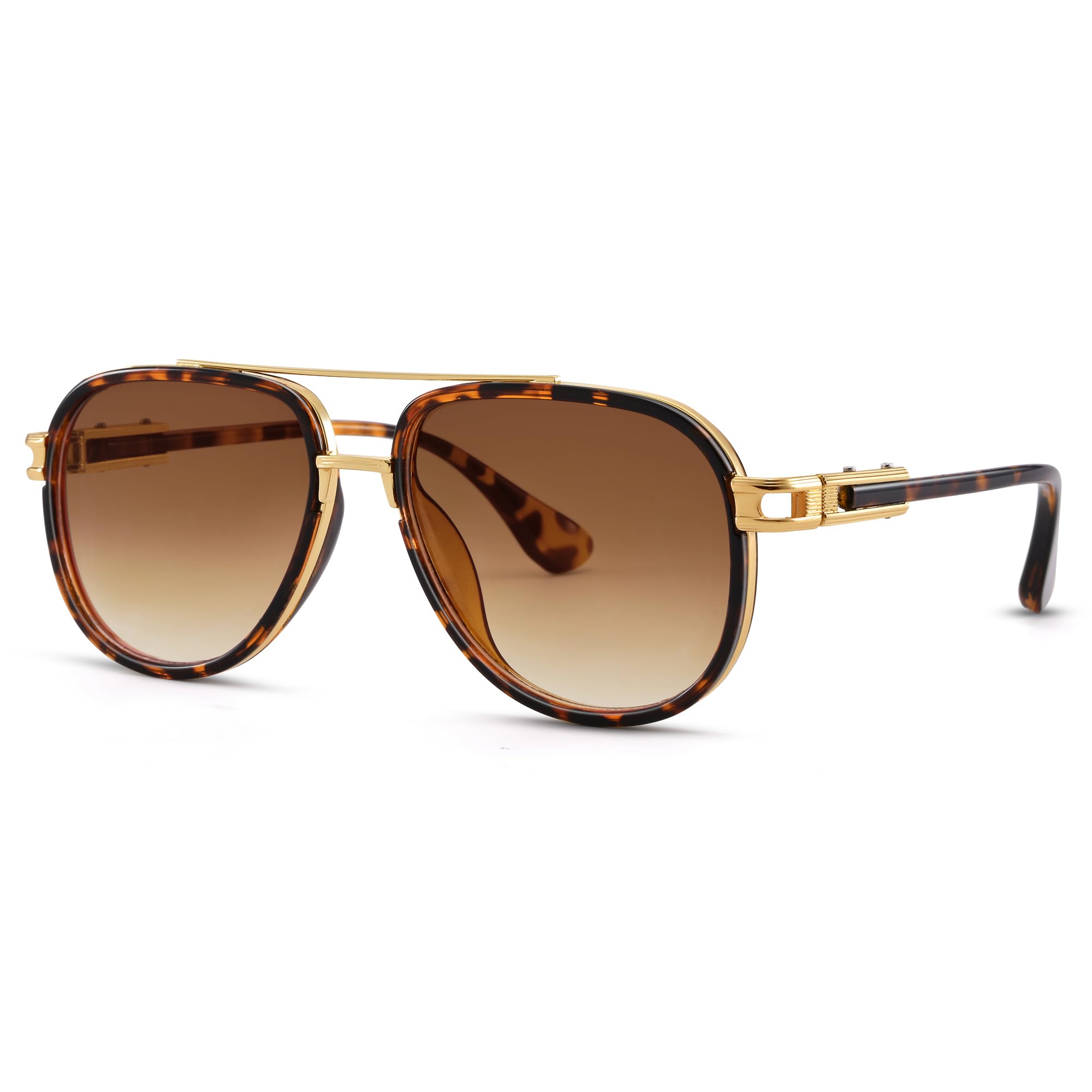 Retro Aviator Sunglasses for Women Men Metal Double Bridge Aviators Sun Glasses-image-16
