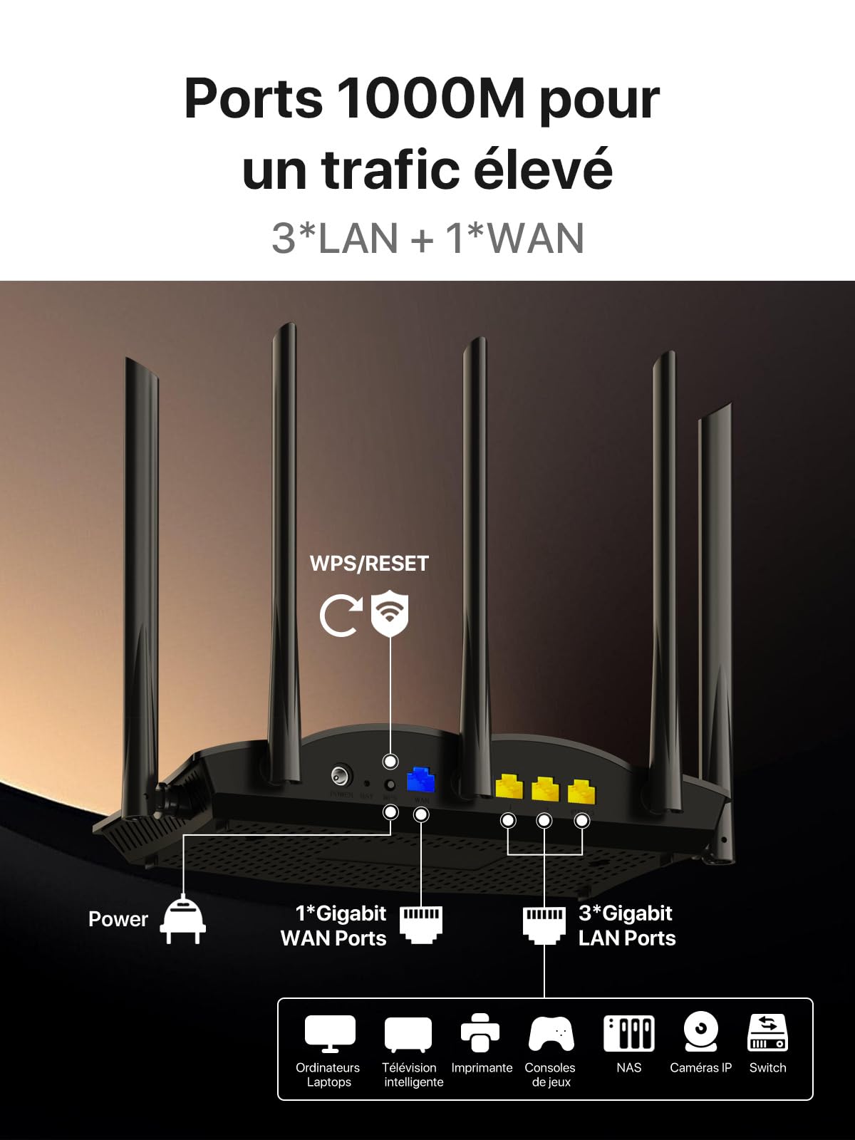 Tenda RX12 Pro Routeur WiFi 6 AX3000 Dual Band Gigabit 2404Mbps 5GHz 574Mbps 2.4GHz 4 Ports Gigabit 160MHz WiFi Mesh OFDMA VPN WPA3 IPV6 TWT