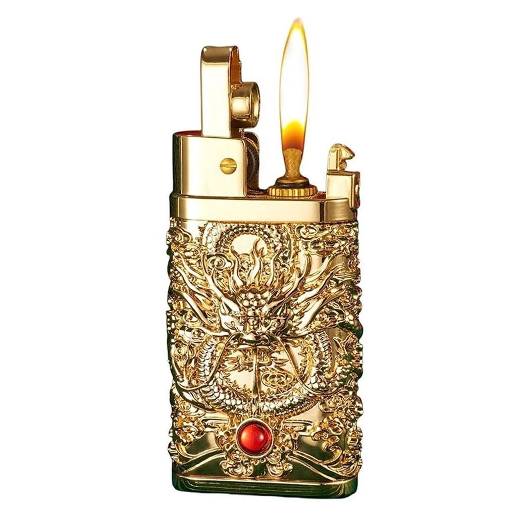 Amazon.co.jp: 灯油ライター、彫刻されたドラゴンの形のヴィンテージ