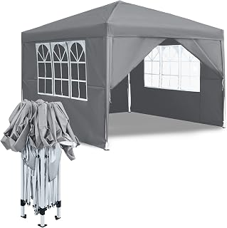 Aufun Pavillon 2.5x2.5m Faltbar - Wasserdicht Faltpavillon Gartenpavillon Partyzelt mit 4 Seitenteilen, UV-Schutz für Party, Hochzeit und Picknick, Grau