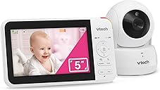 VTech Baby Monitor No WiFi, 5" Screen & Remote Pan-Tilt-Zoom for Newborns – Hack-Proof, 17Hr Battery, 1000ft Range, Auto Night Vision, Temperature Sensor, Two-Way Talk | VM924