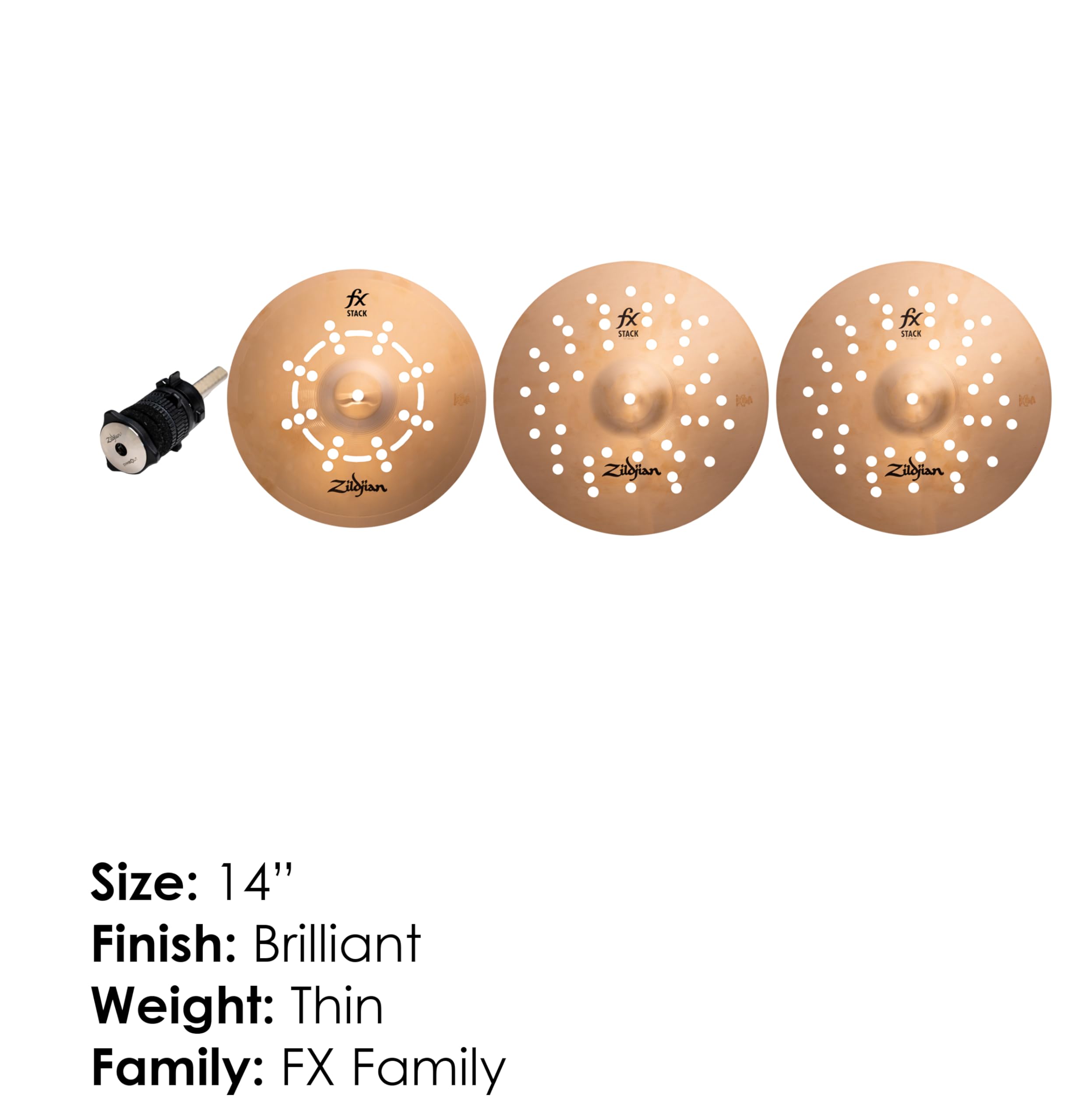 Zildjian FX Stacks 14” Cymbal Stack, Large FX Stack with Quick Tension Control, Crisp, Trashy Percussion Sound - Image 2