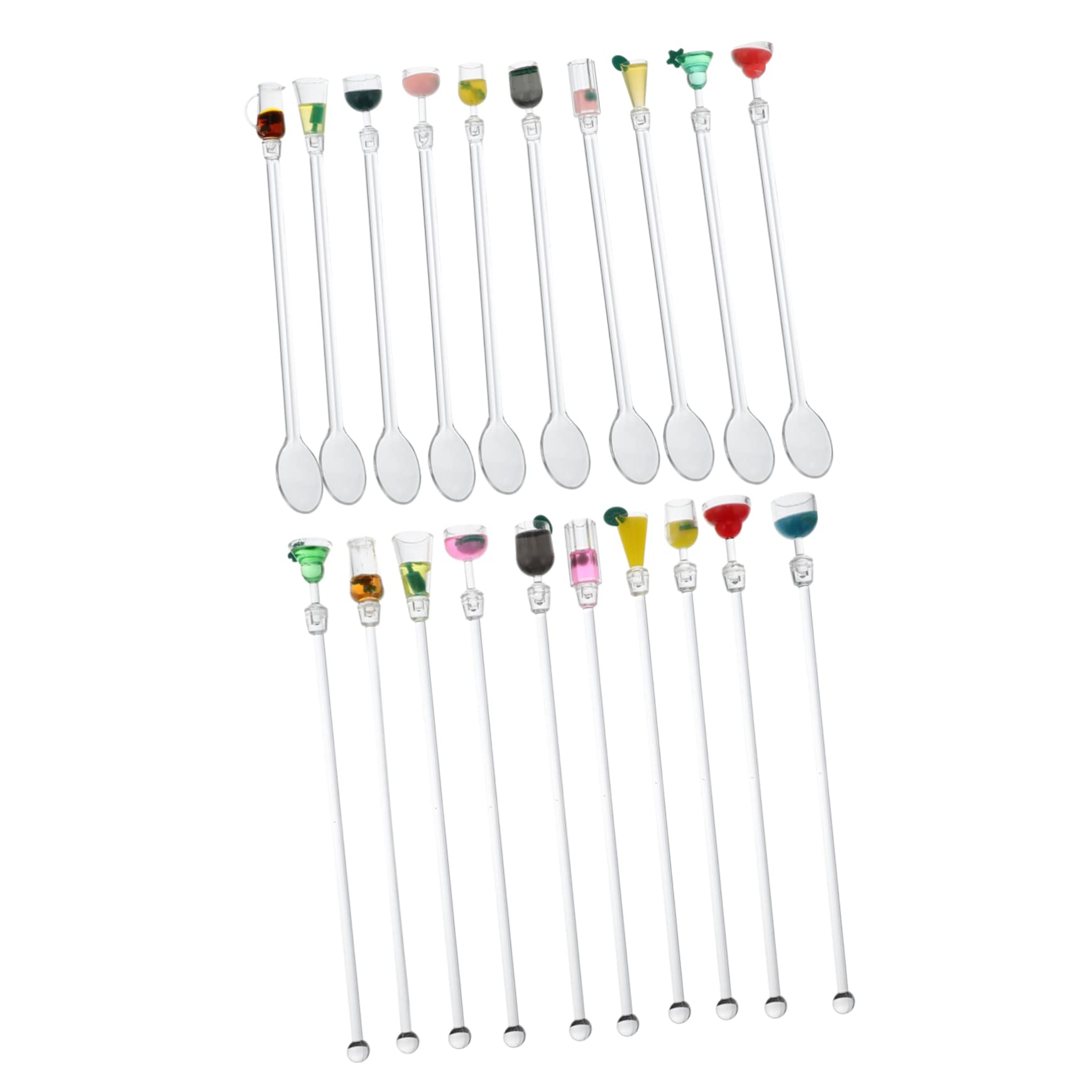 OFFSCH 20pcs Acrylic Bar Stirrers for Cocktails Long Handle Juice Stirring Sticks Reusable Stir Sticks for Party