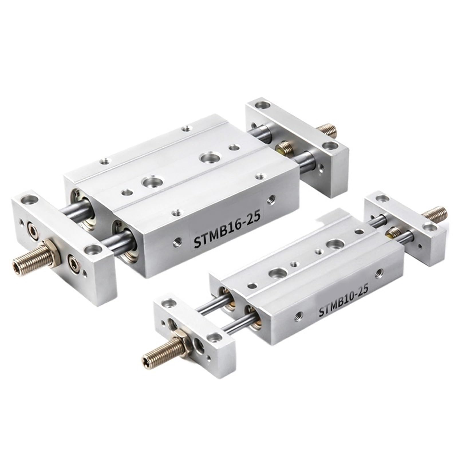 Vérin STMB à double tige 25mm avec course ajustable pour guidage de haute précision
