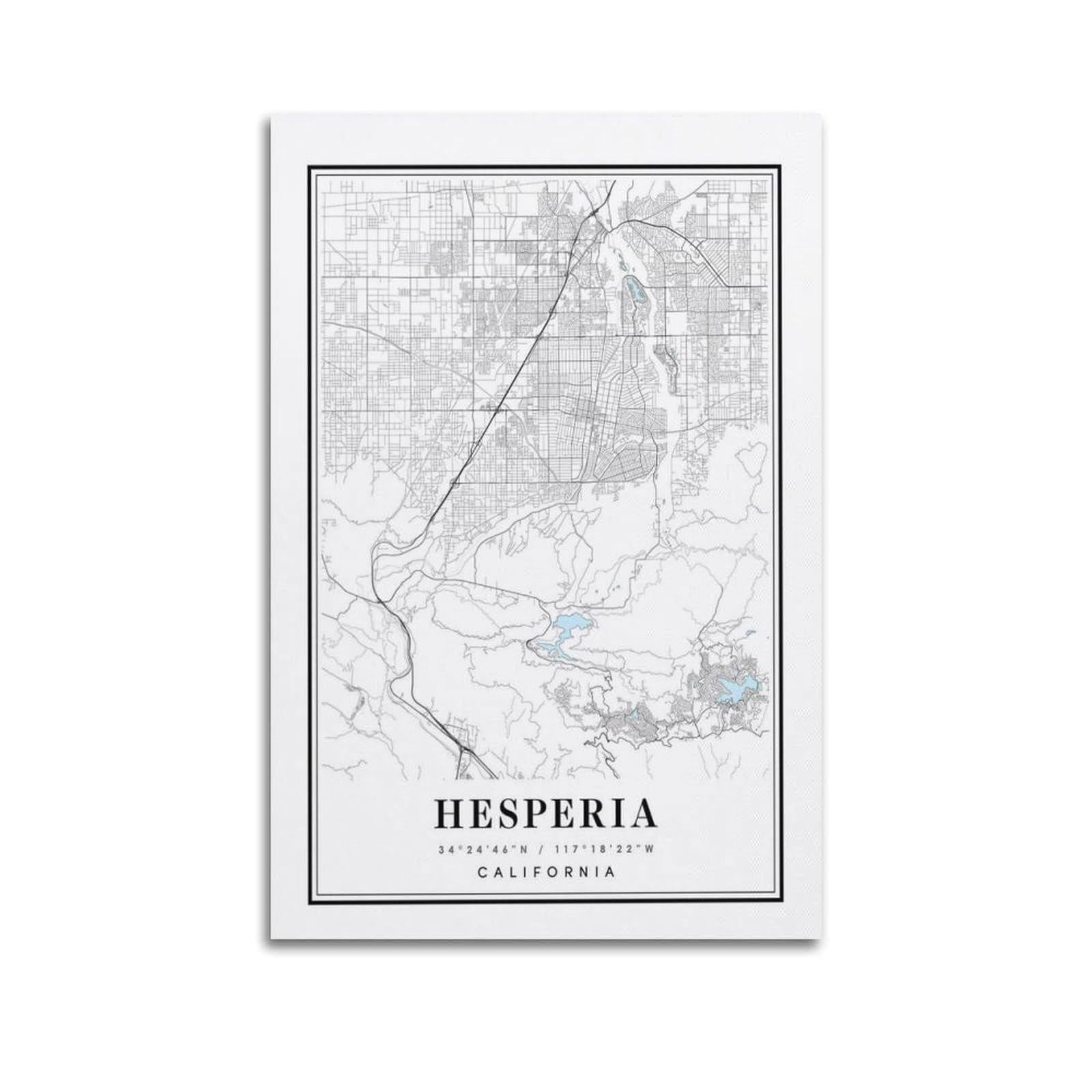 xiaoxiaoshen Hesperia California Map Canvas Poster Wall Art Prints Room Aesthetic Murals Bedroom And Living Decorations 20x30inch(50x75cm)