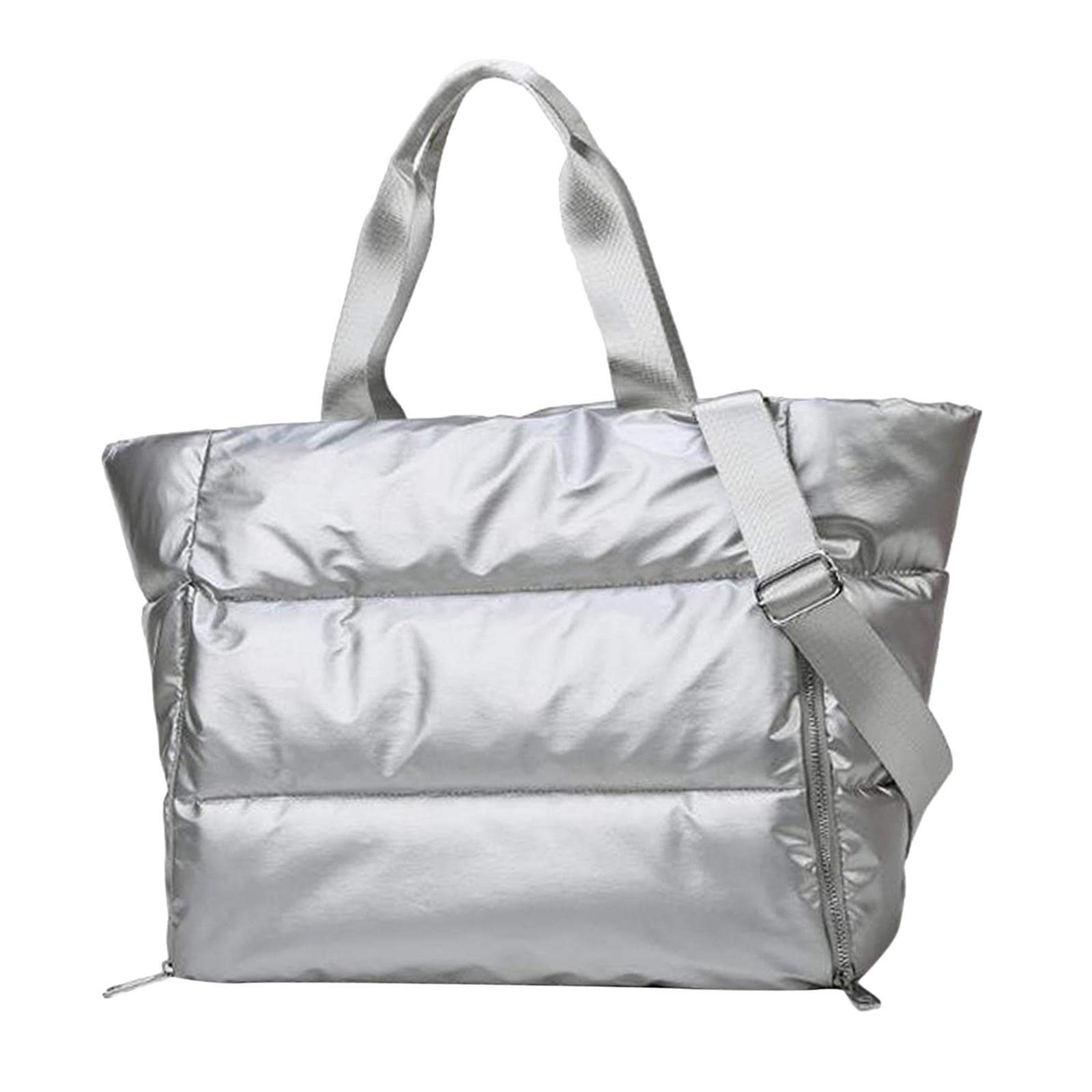 NIVAA Women Sports Handbag Gym Duffle Travel Messenger Luggage Shoulder Bag Silver-image-2