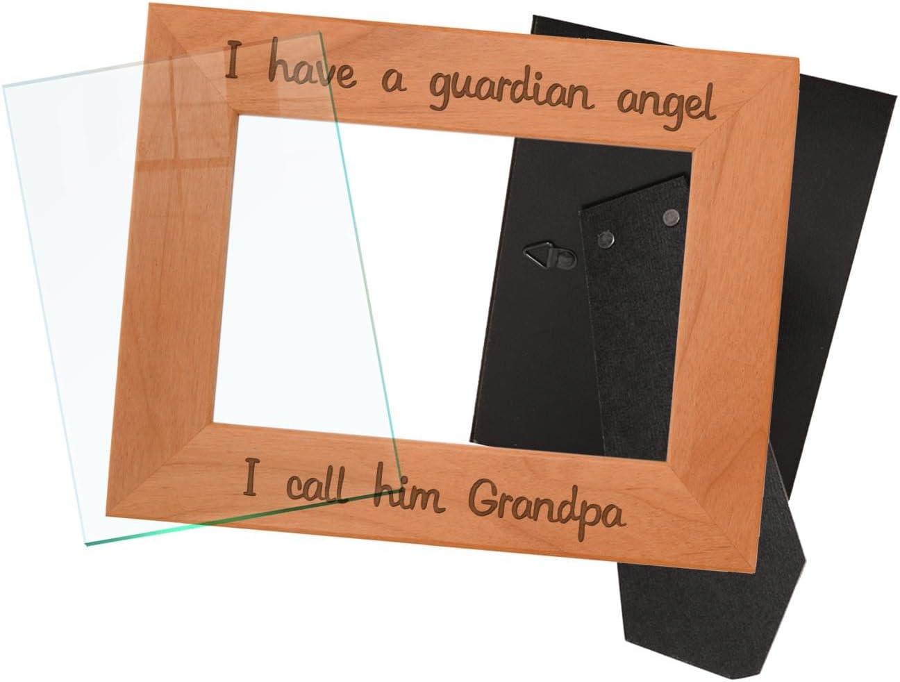 ThisWear Grandpa Remembrance Frame I Have a Guardian Angel In Remembrance Gifts for Men Natural Wood Engraved 5x7 Landscape Picture Frame Wood