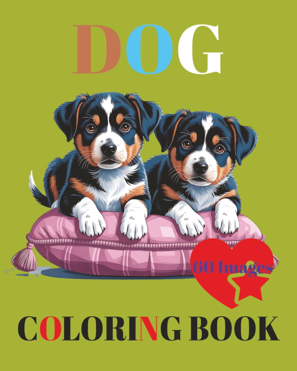 Dog coloring book: A beautiful book with 60 animal pictures to colour in for children and teenagers.