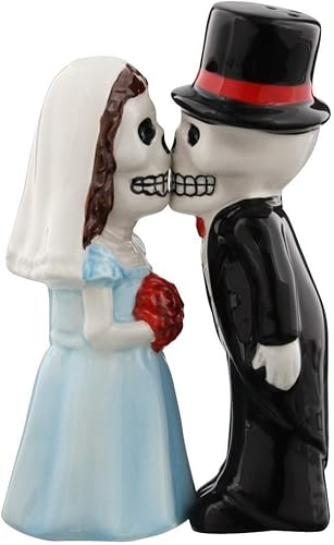 Pacific Trading Love Never Dies - Salero y pimentero de esqueleto para novia y novio
