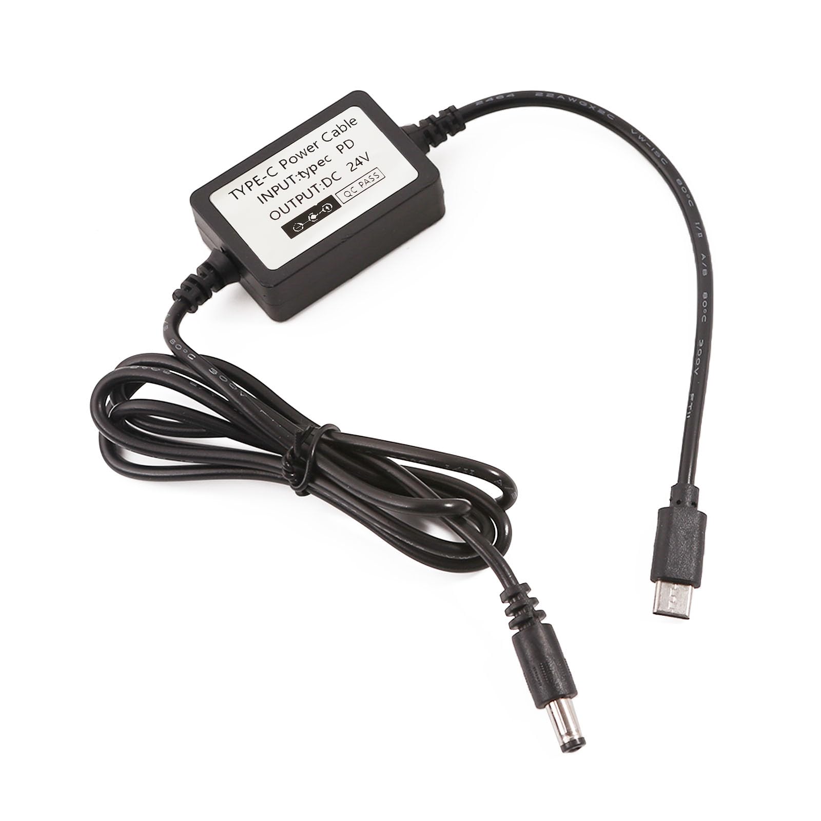 Maxtonser As Show Usb Type C Pd20v To Dc24v Power Cable For 24V Devices Pd12v 15V 20V To 24V Dc5.5x2.1mm Converter 115Cm