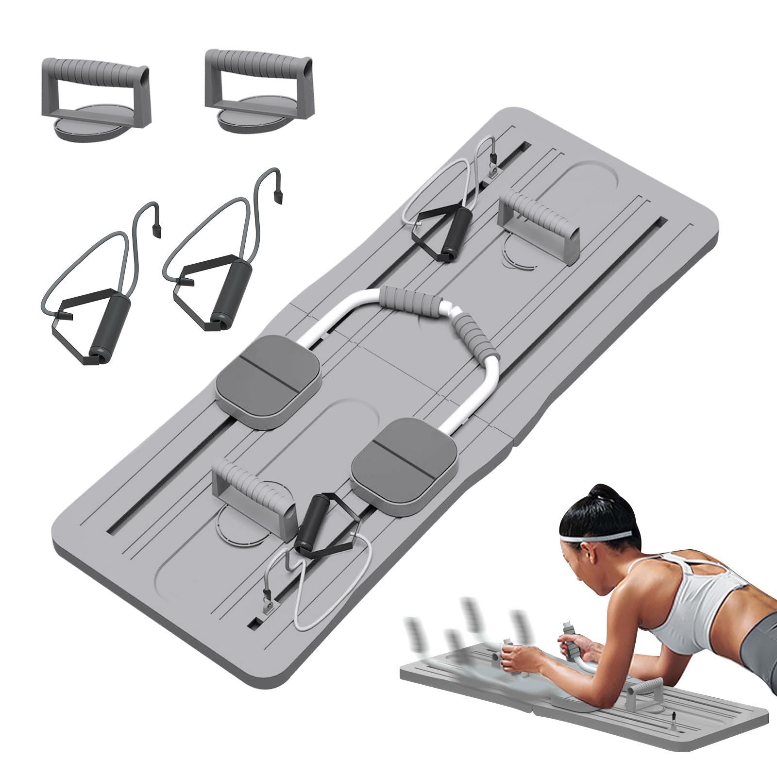 Planche de Pilates, Planche de Pilates, Planche d'entraînement abdominal multifonctionnelle, rebond automatique, réformateur de Pilates pour entraînement à domicile pour résistance corporelle