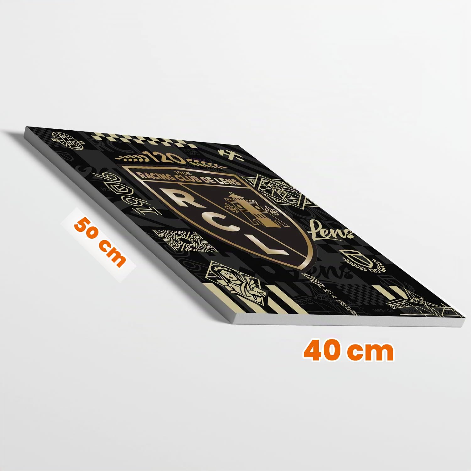 Toile Racing Club de Lens – Édition 120 Ans | Produit Sous Licence Officielle | Format 50x40 cm | Édition historique 120 ans | Fabriqué en France | Décoration Supporters – Personnalisation Prénom