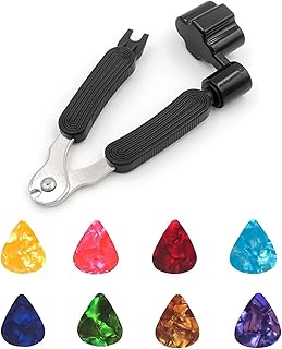 acdokuk 3-in-1 Guitar String Winder Multifunctional Guitar Repair Tool, Guitar String Puller Accessories Kit with 8 Pieces Guitar Picks, Guitar Repair and Adjustment Tool, for Guitar