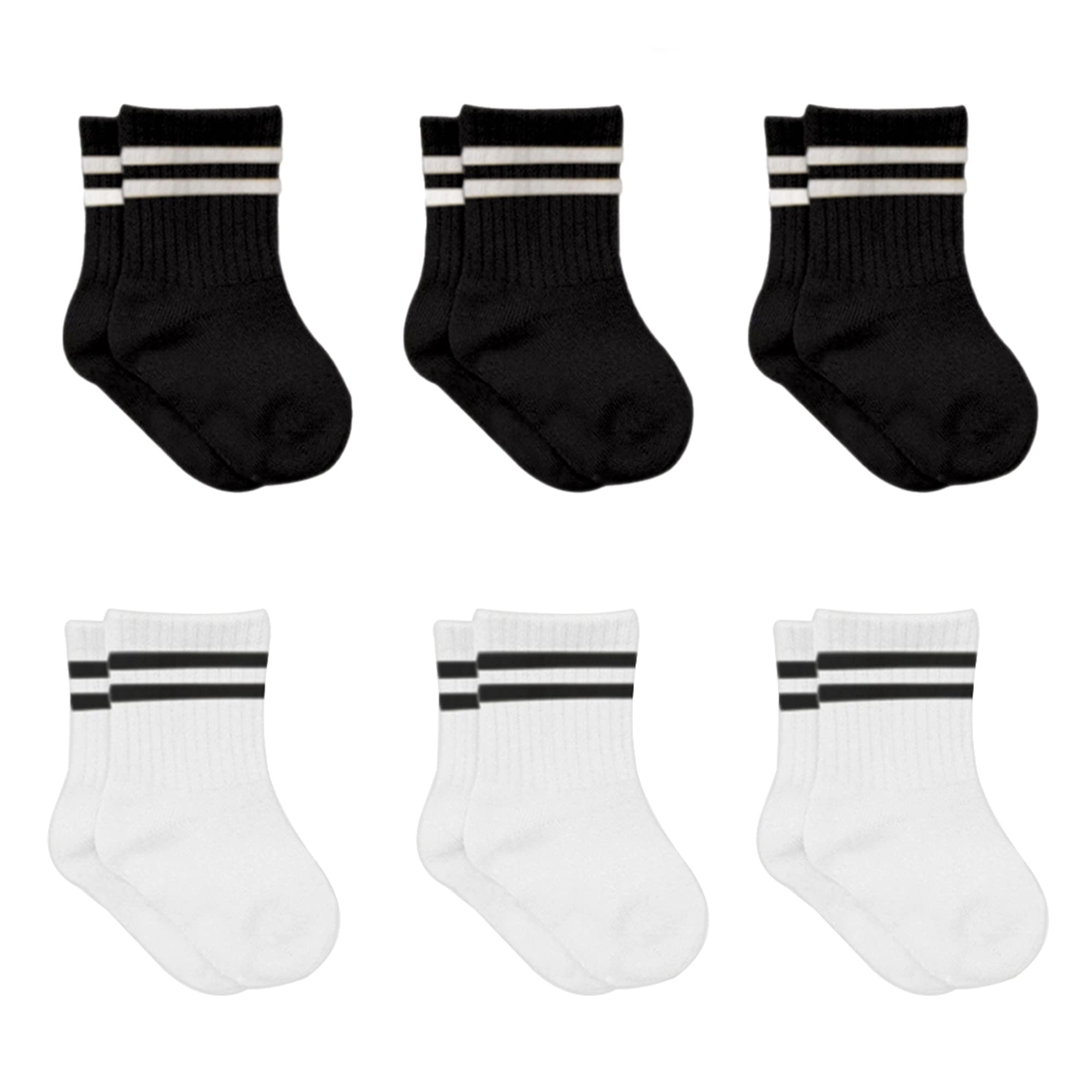 Bistyle Men's Black (Striped) Baby Grip Ankle Socks 6 Pairs | Newborn Infant Toddlers Socks Organic Cotton | Kids Boys Girls Ankle Socks (As8, Age, 2_Years, 3_Years, )