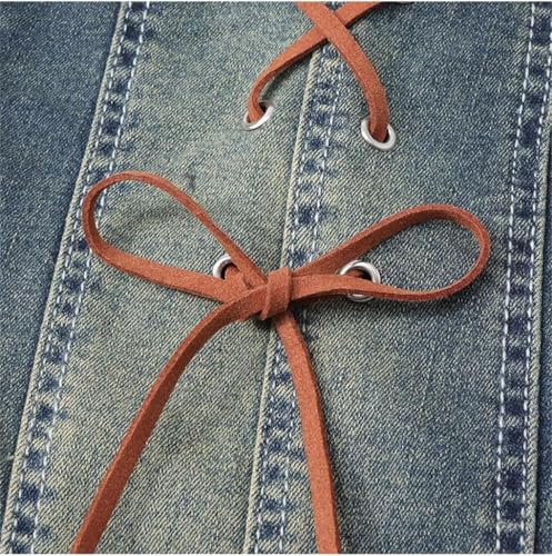 Women's Vintage Denim Long Skirts Lace-Up Trumpet Ankle-Length Skirt3