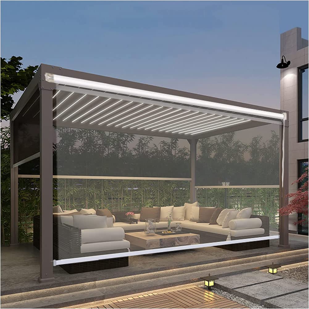 FUFU Roller Shade Blind Large Waterproof Roller Shade Blind With Grommets, Outdoor Vinyl Curtain, Pvc Transparent Roll Up Blinds For Exterior Gazebo