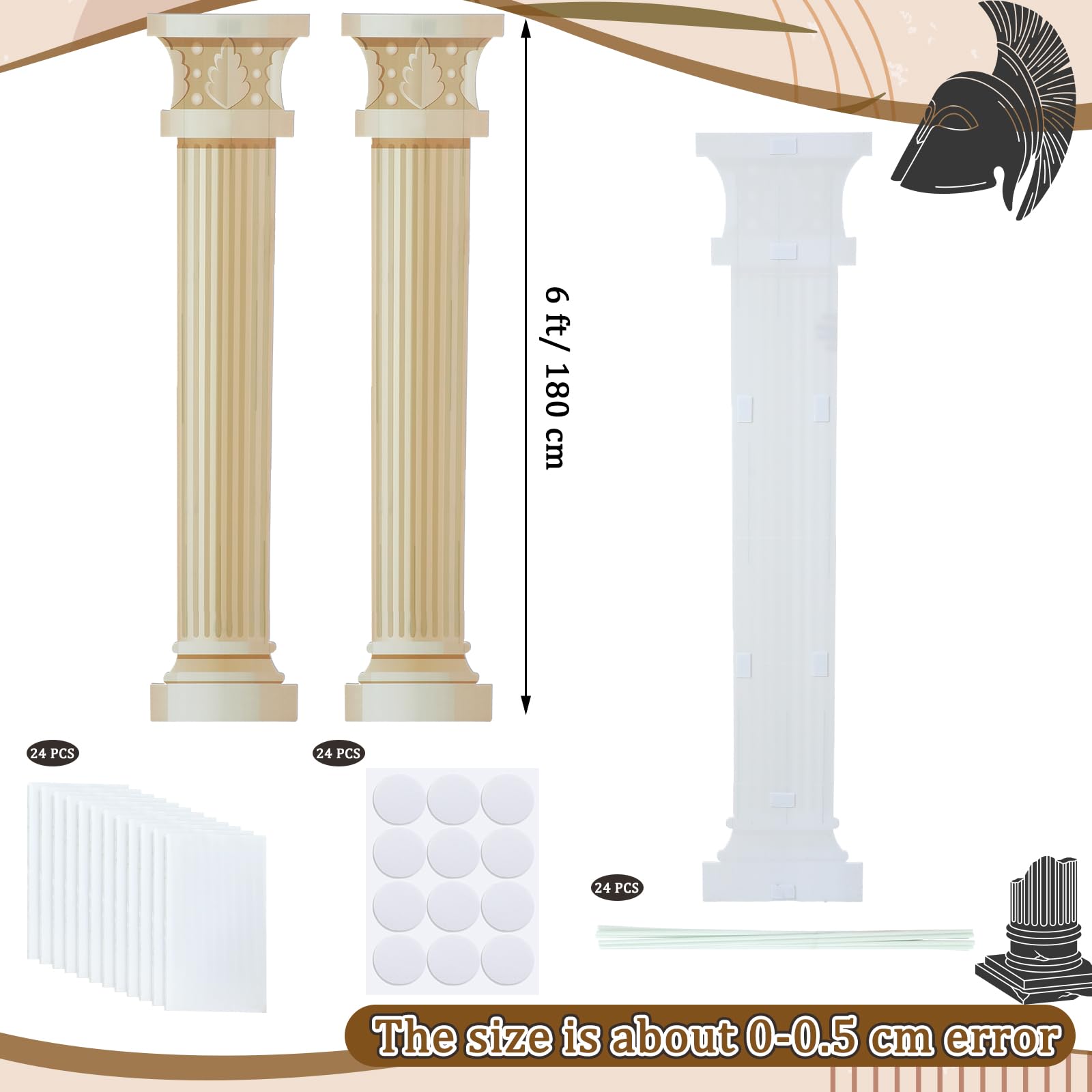 DoubleFill 2 Pcs 6 Feet Greek Party Decorations Roman Pillar Column Cardboard Cutout Stand up Greek Column Life Size Photo Props Party Back Drops for Birthday Medieval Renaissance Ancient Party