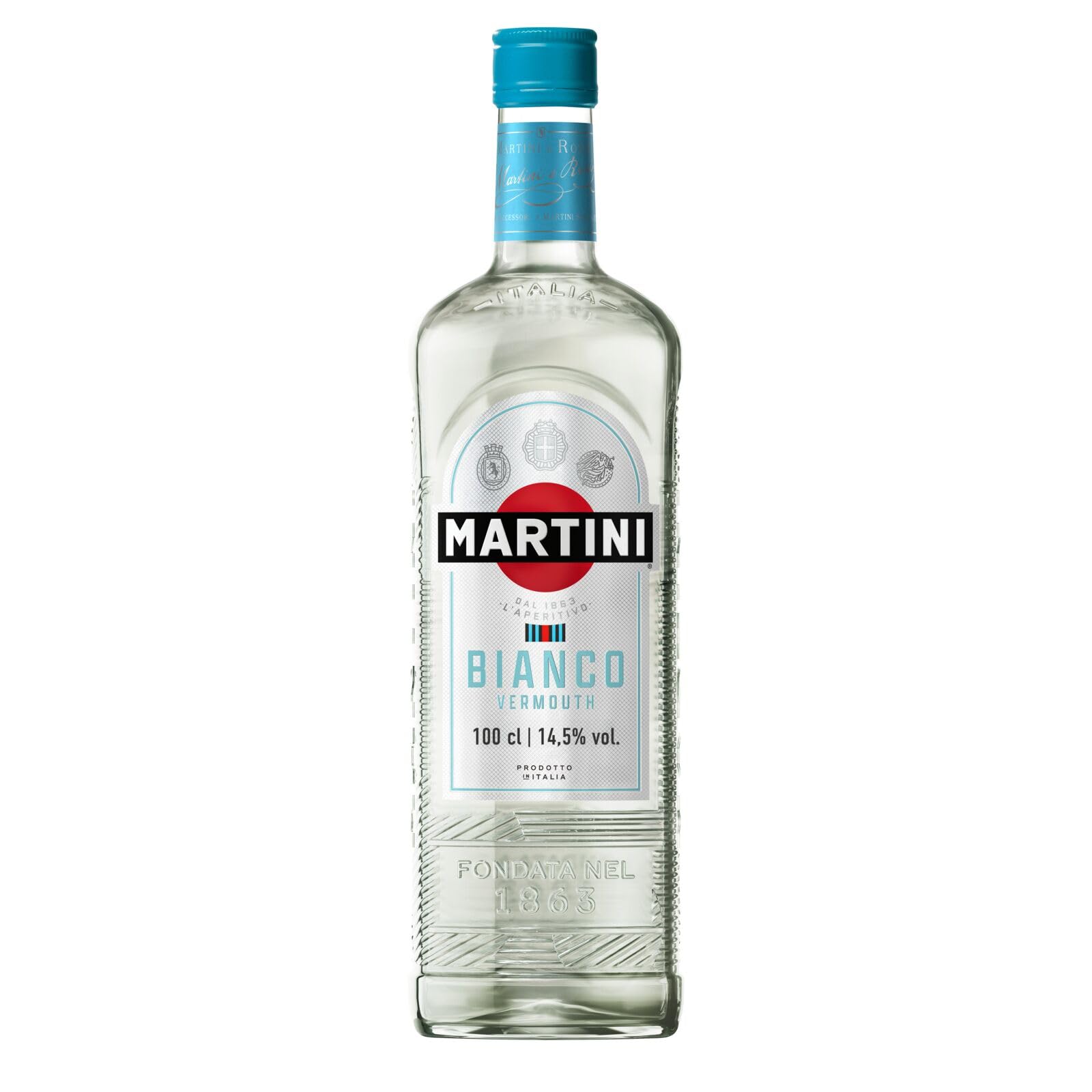 MARTINI Bianco weißer Wermut Aperitif, 14,5% vol., 100cl / 1L, italienischer Wermut angereichert mit aromatischen Kräutern und Blumen