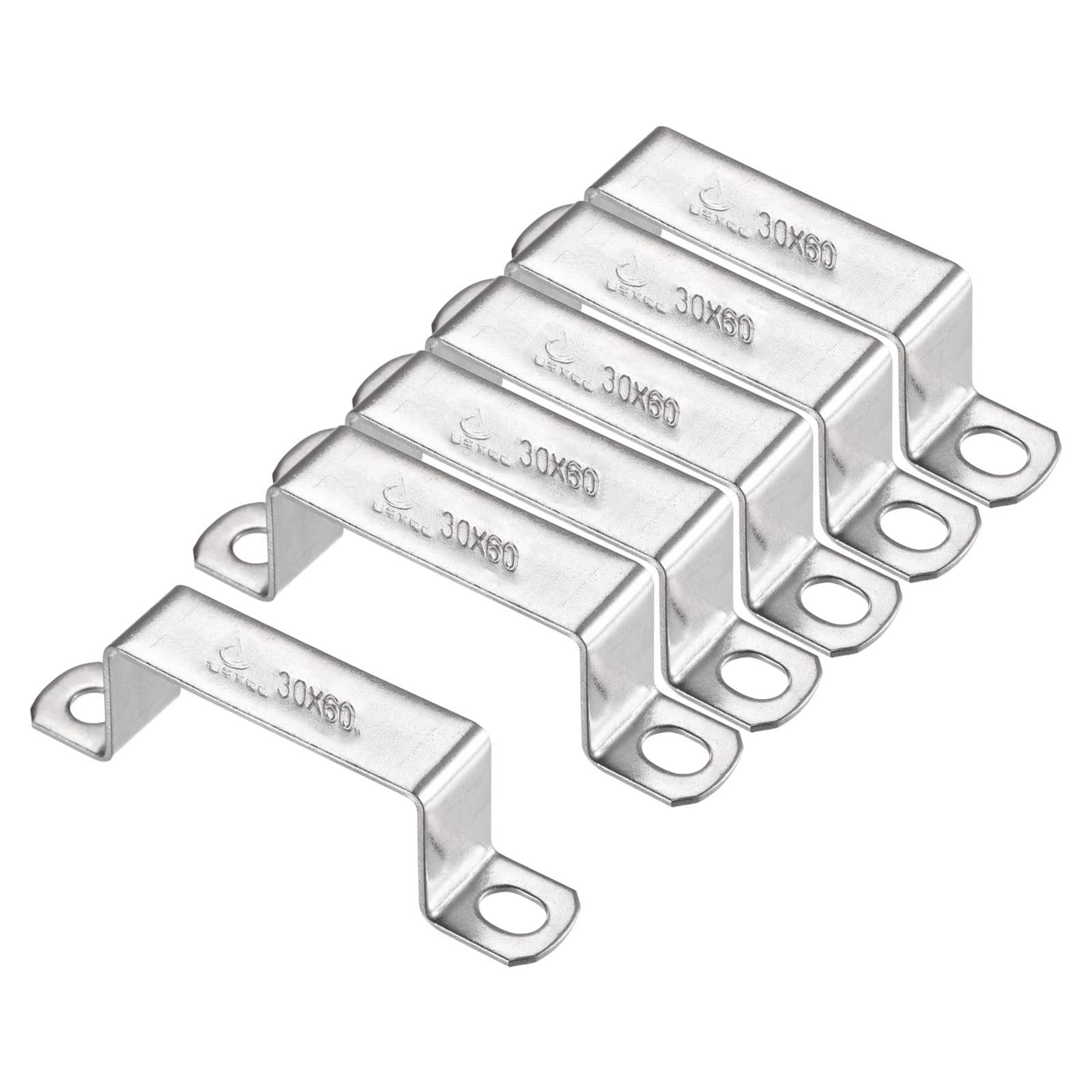 Unifizz 28 x 62mm U Shaped Strut Connector Bracket 304 Stainless Steel Door Closed Bar Holder 6pcs