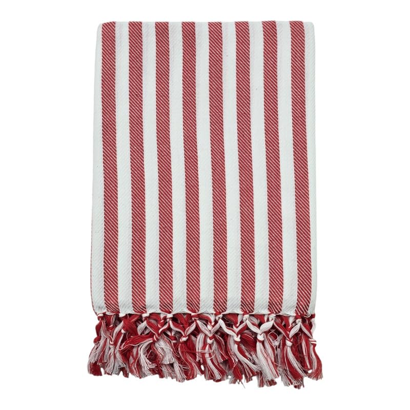 AMBIKA STORES & READYMADES Bath Premium Cotton Towels | Light Weight Turkish Style Stripe Bath Towels for Men | (30 X 65 CM, Large Size) Striped Pattern Towels (Red with White, Pack of 1)-image-41
