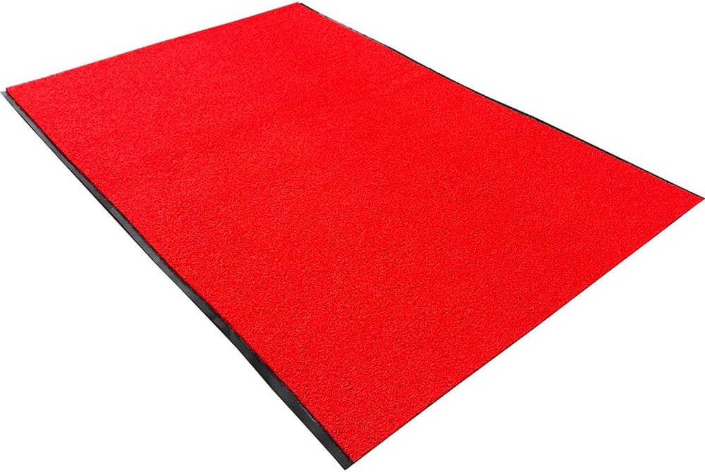 VINTEK VinLoop Backed Vinyl Loop Floor Mat Doormat for Entryways Deck Patio Pool Shower Locker-Room Spaghetti Loop Scraper Mat Traps Dirt and Water for Indoor Outdoor Use (4'x3', Red)