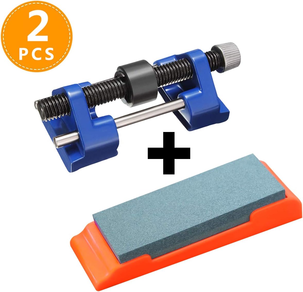 Honing Guide & Sharpening Stone for Chisels and Planes Fixed Angle Blade Sharpener Sharpening Jig Clamping Width Range 0.2-3.2inchesï¼ˆBlueï¼‰