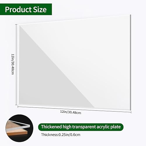 Miniatura 2 de Hojas acrílicas de 12 x 12 pulgadas de grosor de 0.236 in, paquete de 2 hojas de plexiglás transparentes, para letreros, manualidades, pintura,