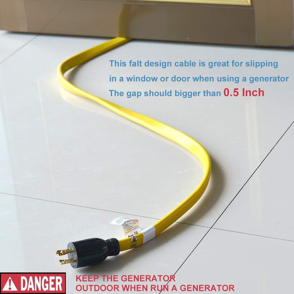 25 Feet Heavy Duty Generator Extension Cord,Generator Locking Cords,NEMA L14-30P to Four 5-20R, 4 Prong 10 Gauge Flat Flexible Generator Cable,125/250V 30Amp 7500 Watts Yodotek