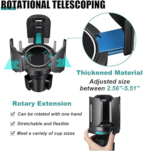 Miniatura 4 de Expansor de portavasos para automóvil, adaptador de portavasos multiusos con base ajustable, organizador de vasos automático compatible con botellas