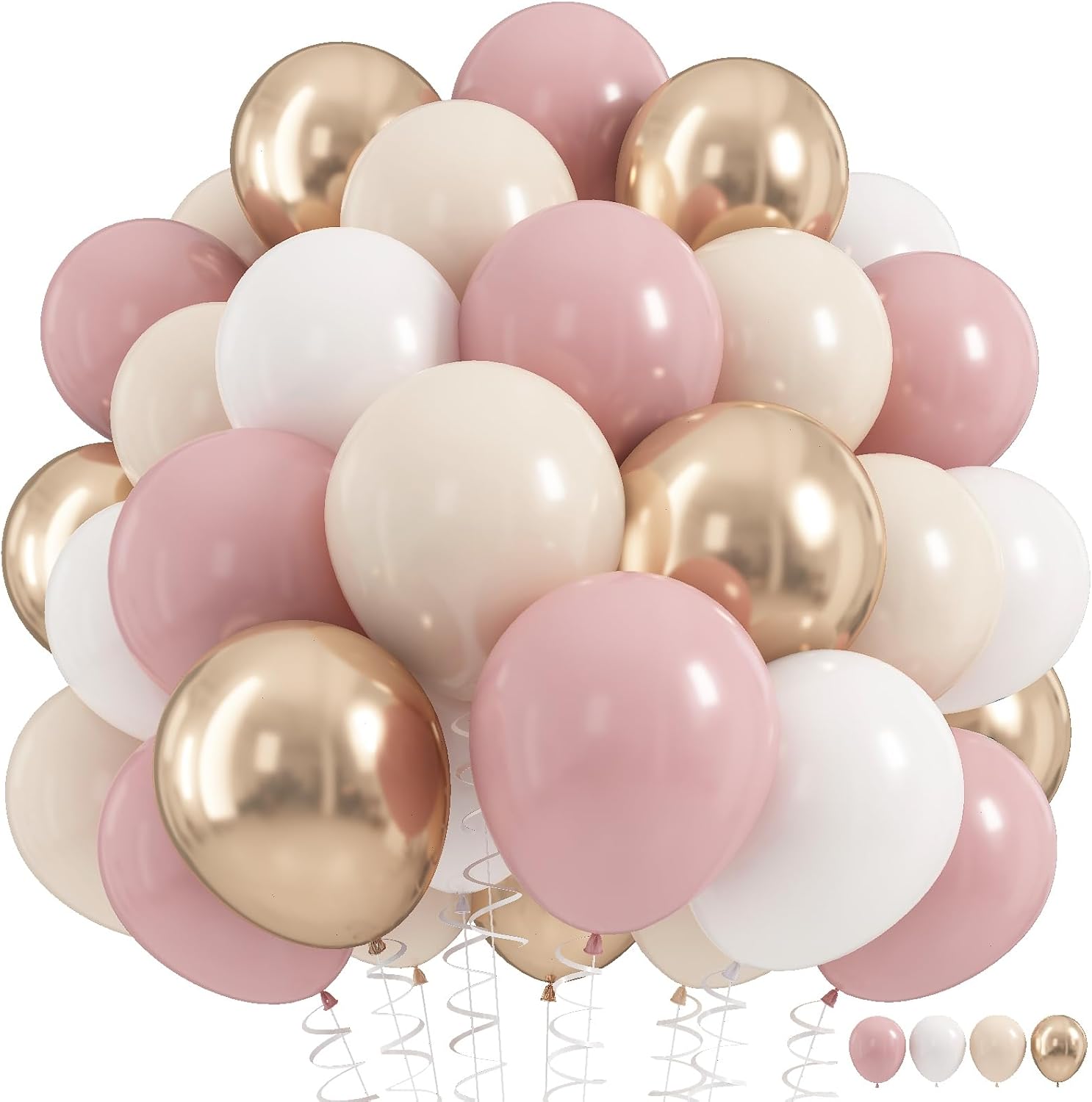 Nude Dusty Pink Balloons Set, 60Pcs 12 Inch Retro Blush Pink Apricot Helium Balloon with Beige White Champagne Gold Latex Neutral Balloons for Birthday Wedding Baby Bridal Shower Party Decorations Pink Beige White Brown Gold 12 inch 60pcs
