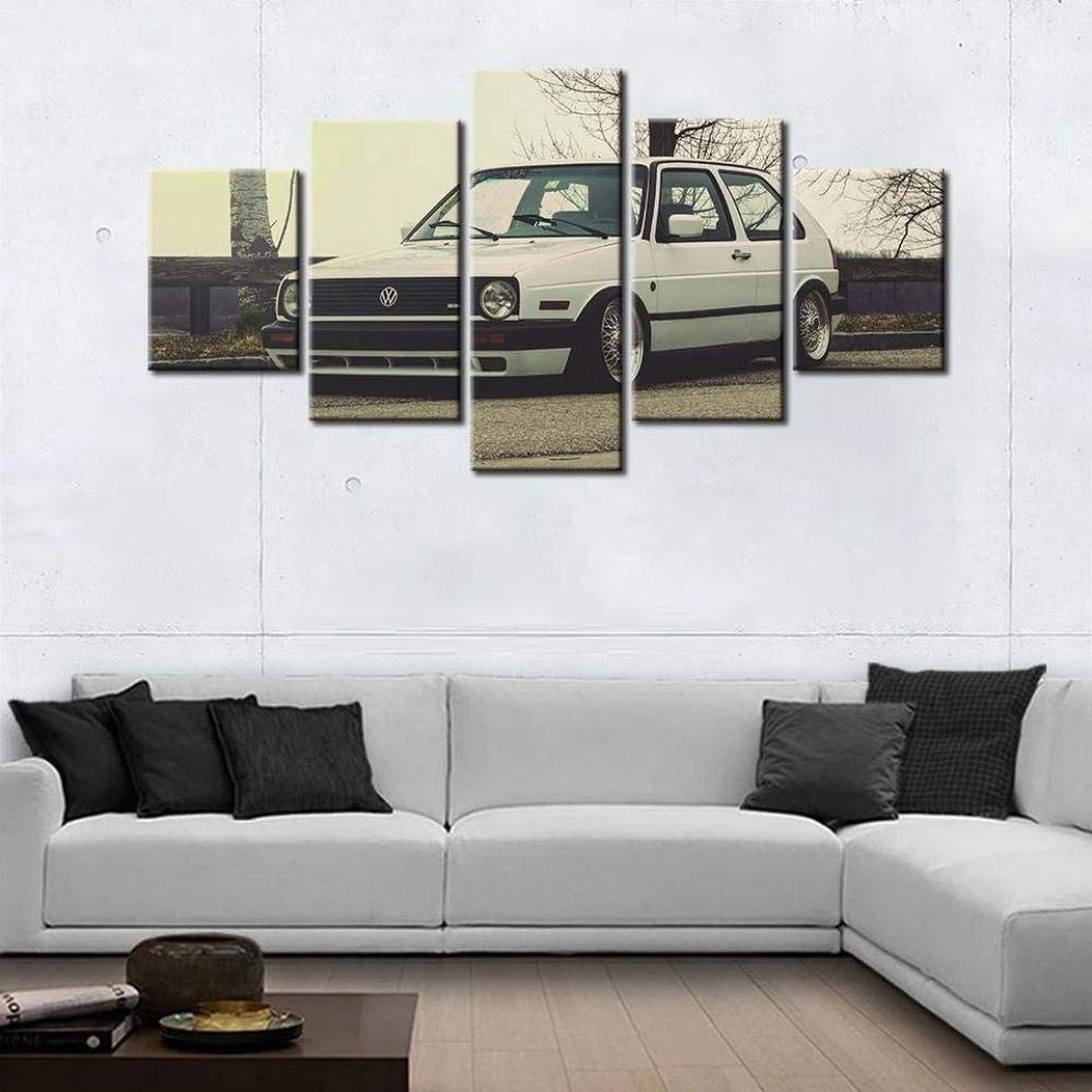 Bild Auf Leinwand Leinwandbild 5 Teilig Kunstdruck Modern Wandbilder XXL Format Wandbilder Wohnzimmer Deko Kunstdrucke 5 Teilig VW Golf MK2 Auto Fertig Zum Aufhängen