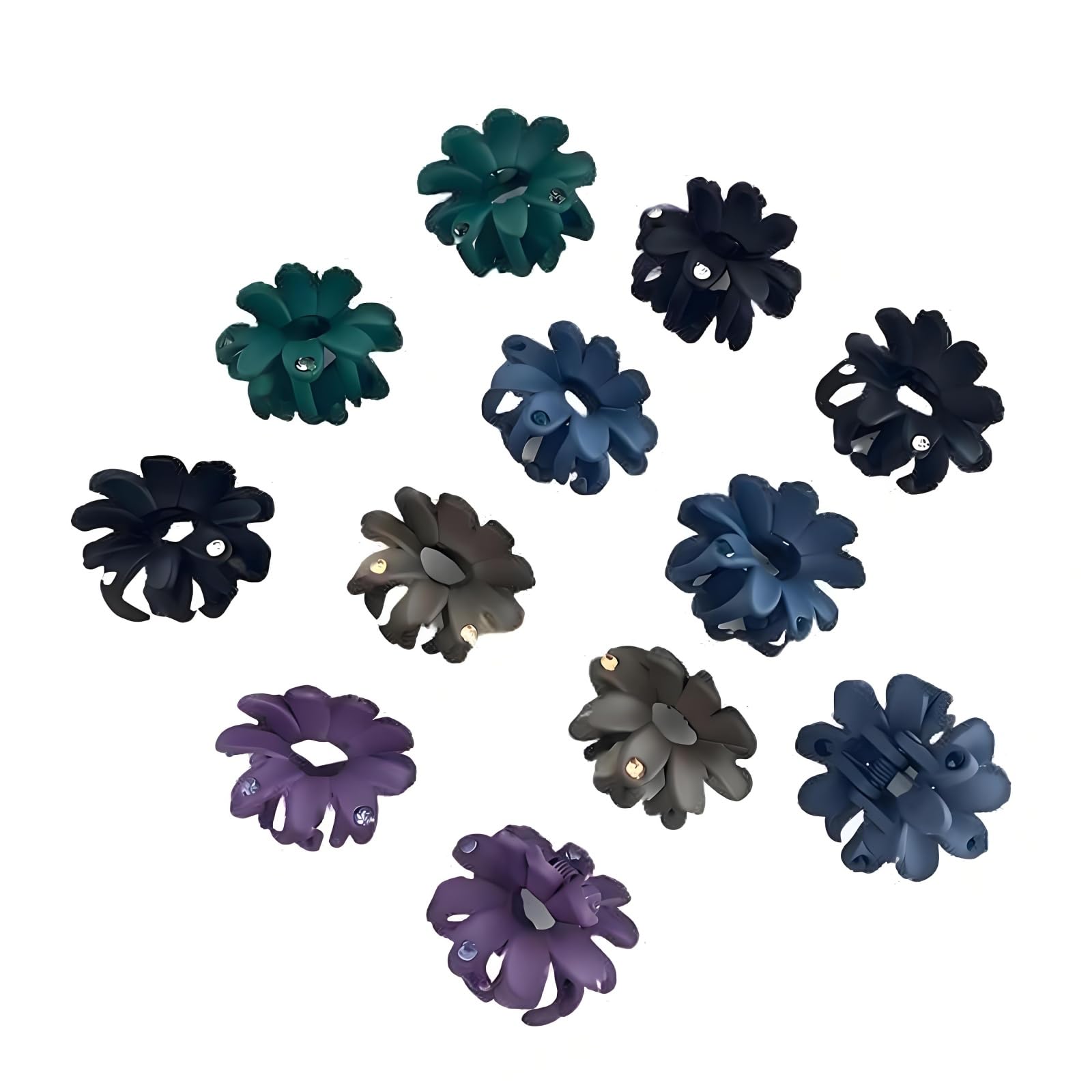 View 1 of 12Pcs Matte Daisy Hair Clips Non Slip Crystal Small Claw Clips