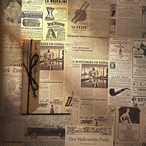 コラージュ素材 Rickton 60枚 レトロ デザインペーパー ジャンクジャーナル 紙素材 古書 ハトロン紙 コラージュペーパー 手帳素材パック クラシック 懐古 ヴィンテージ パラフィン紙 60枚セット (Times Clippings)