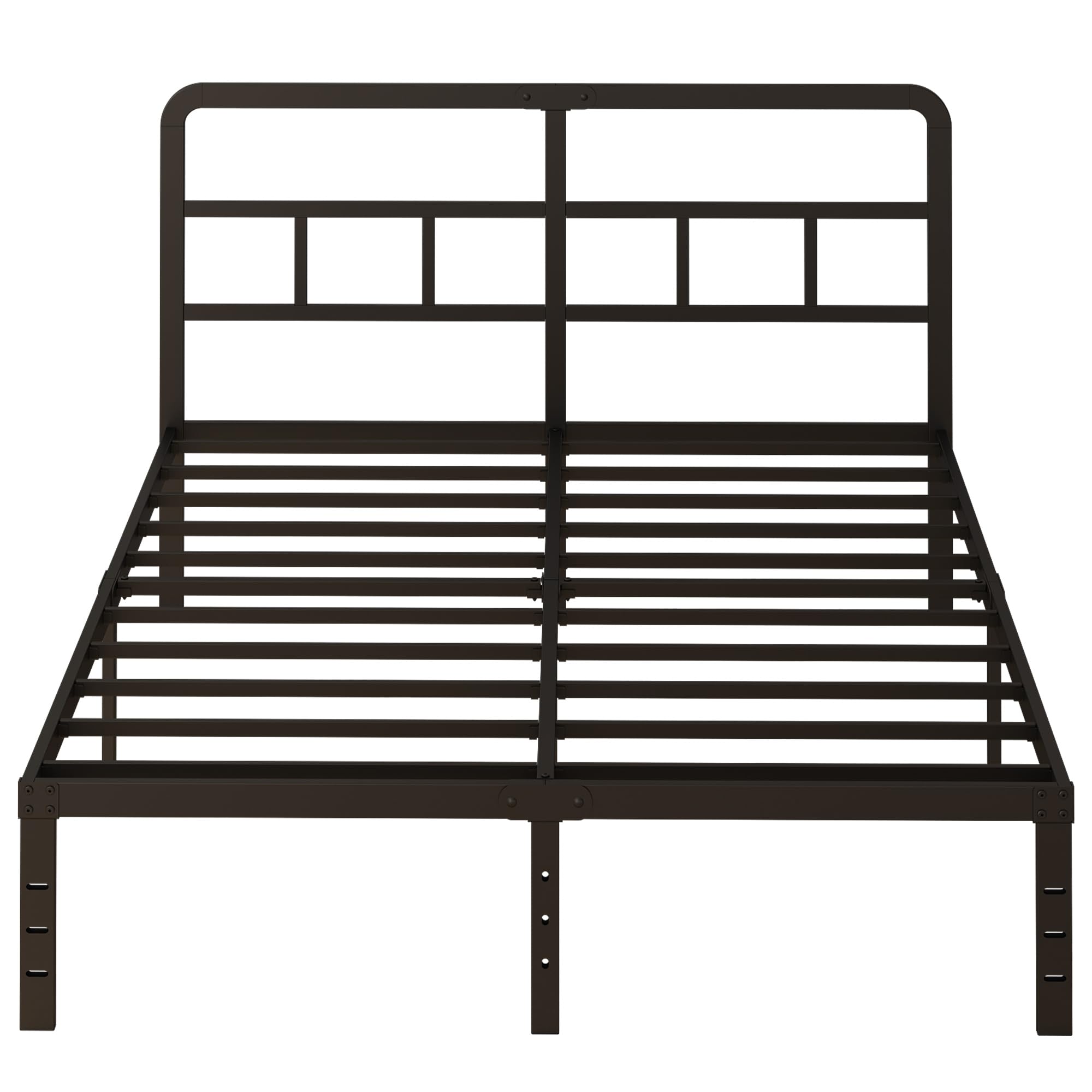 Lutown-Teen Cama de Metal 160x190 cm con Cabecero de Esquina Curvo, Altura 36 cm, Marco de Cama Matrimonio con Somier de Láminas de Acero, Espacio Almacenamiento, Fácil Montaje, Negro
