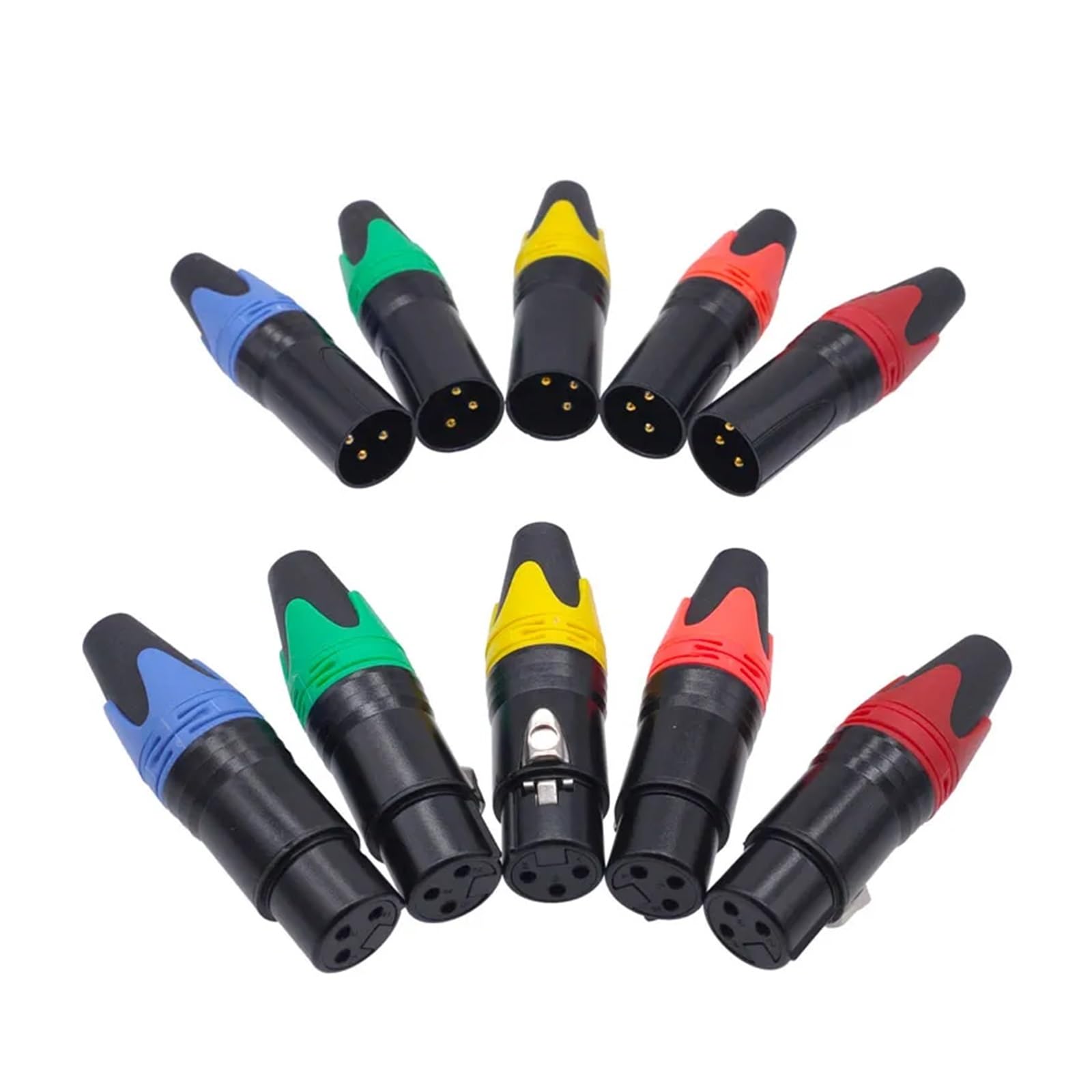 RAHBI Connecteur XLR noir argenté, prise Audio, prise de Microphone, connecteur de haut-parleur à 3 broches, connecteurs de micro de couleur mâle et femelle, 20 pièces/10 ensembles leisurely (Size :