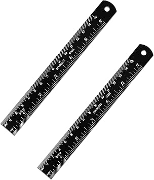 Metal Ruler 6 Inch, 2 Pack - Double Scale mm/inch Laser Etched - Small Stainless Steel Ruler with Zero-Start Edge, Easy to Read Straightedge for Journaling, Machinist, School, Office