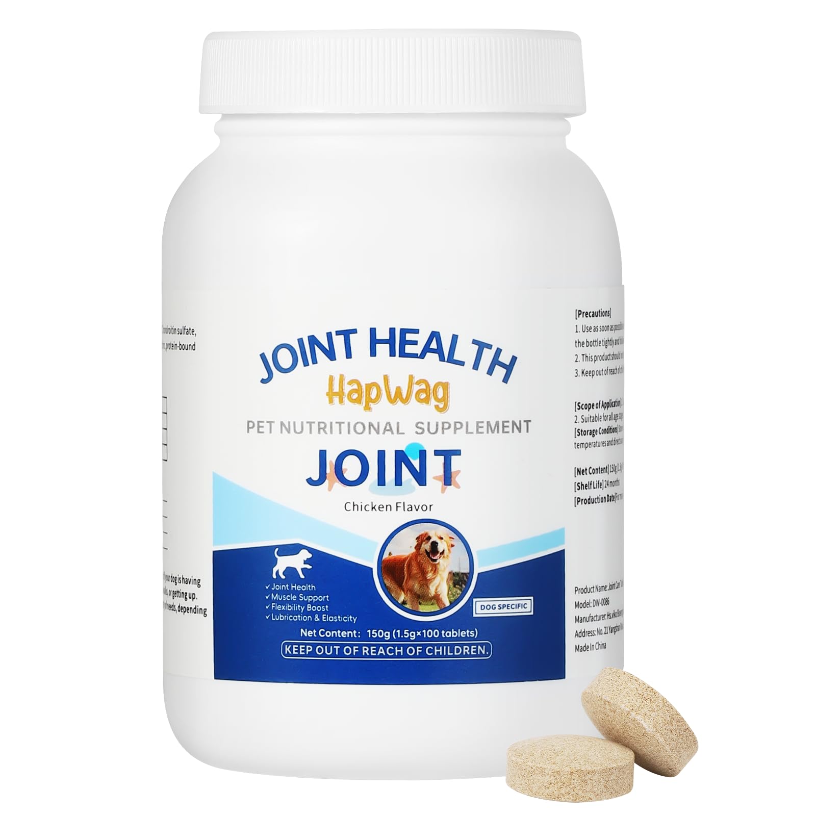 Joint Supplement for Dogs with Glucosamine HCL, Chondroitin, MSM & Minerals - Supports Hip and Joint Health for All Breeds, Dog Vitamins Chewables - Chicken Flavor - 100 Chews