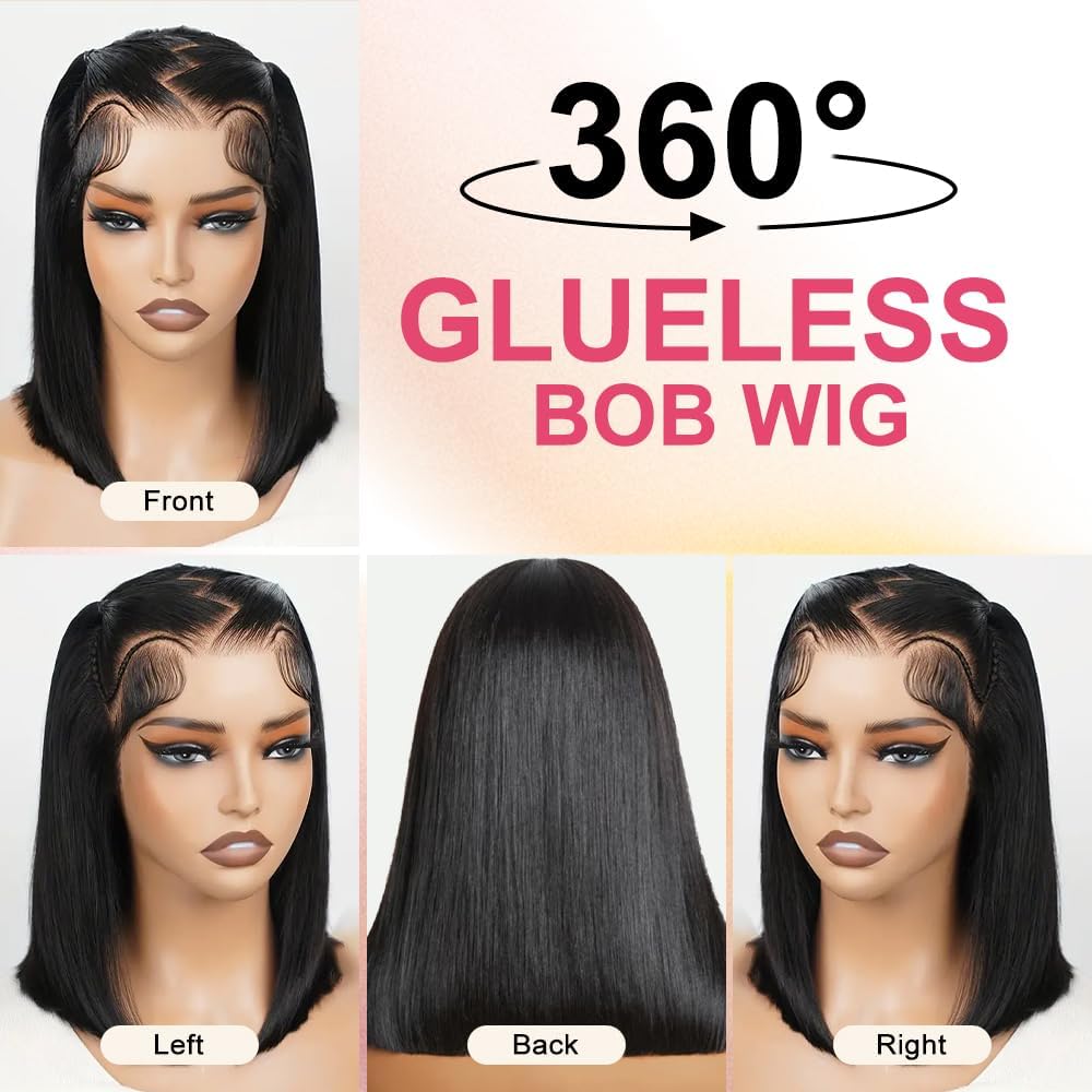 Amazon.com : EAGERA 9x6 Bob Wig Human Hair 14 Inch Short Bob  display picture 2