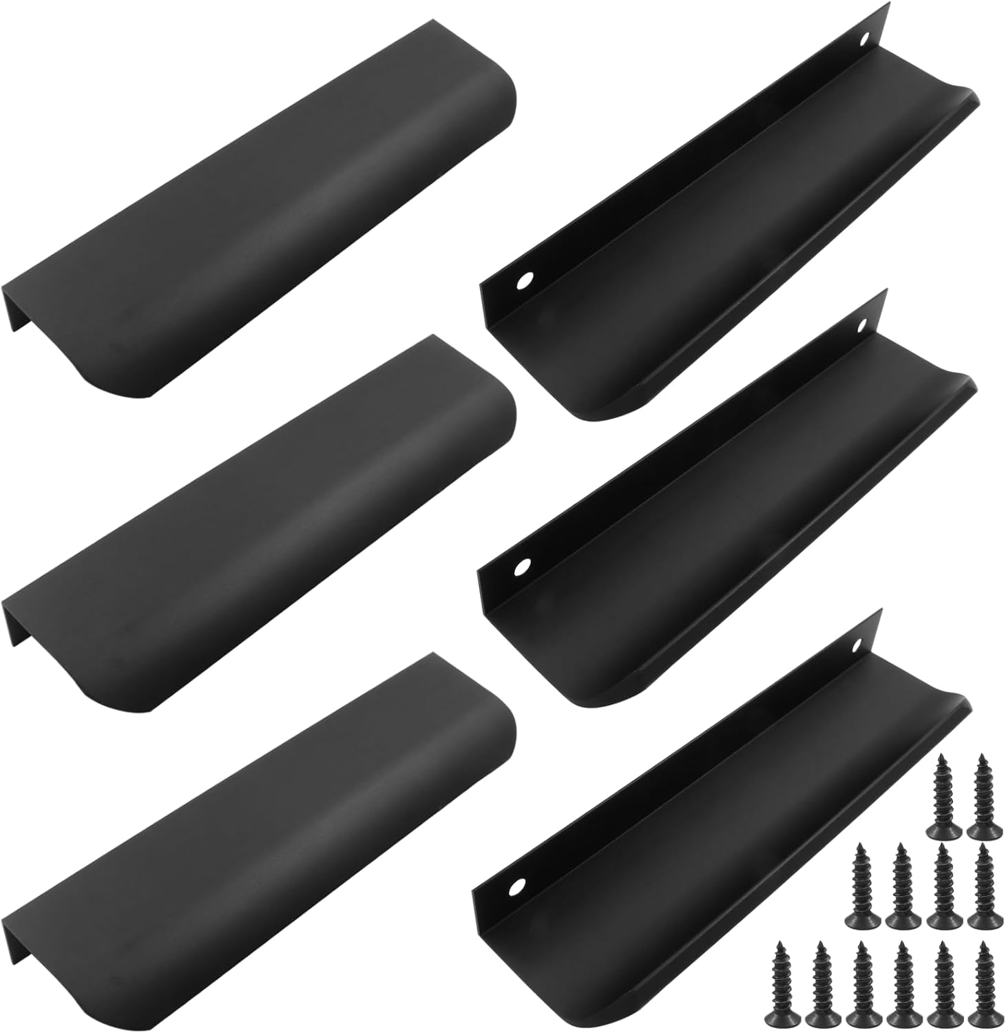 Litoexpe 6 Pack Black Finger Pulls, Concealed Aluminum Edge