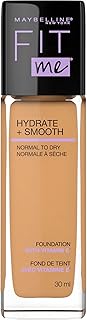 Maybelline New York Fit Me Hydrate + Smooth Foundation, Natural Luminous Finish, Moisturizing Medium Coverage, for Normal ...