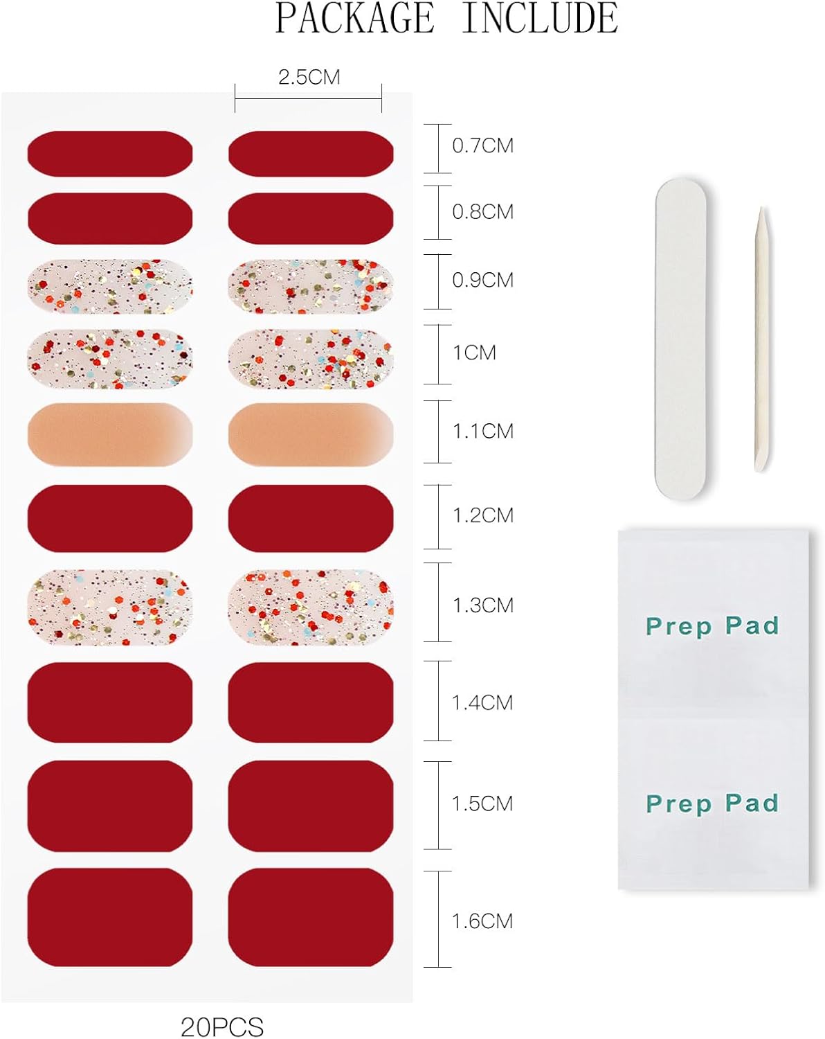 JMEOWIO Semi Cured Gel Nail Strips Glitter Gel Nail Stickers Wraps UV/LED Nails Art Design Decoration Accessories