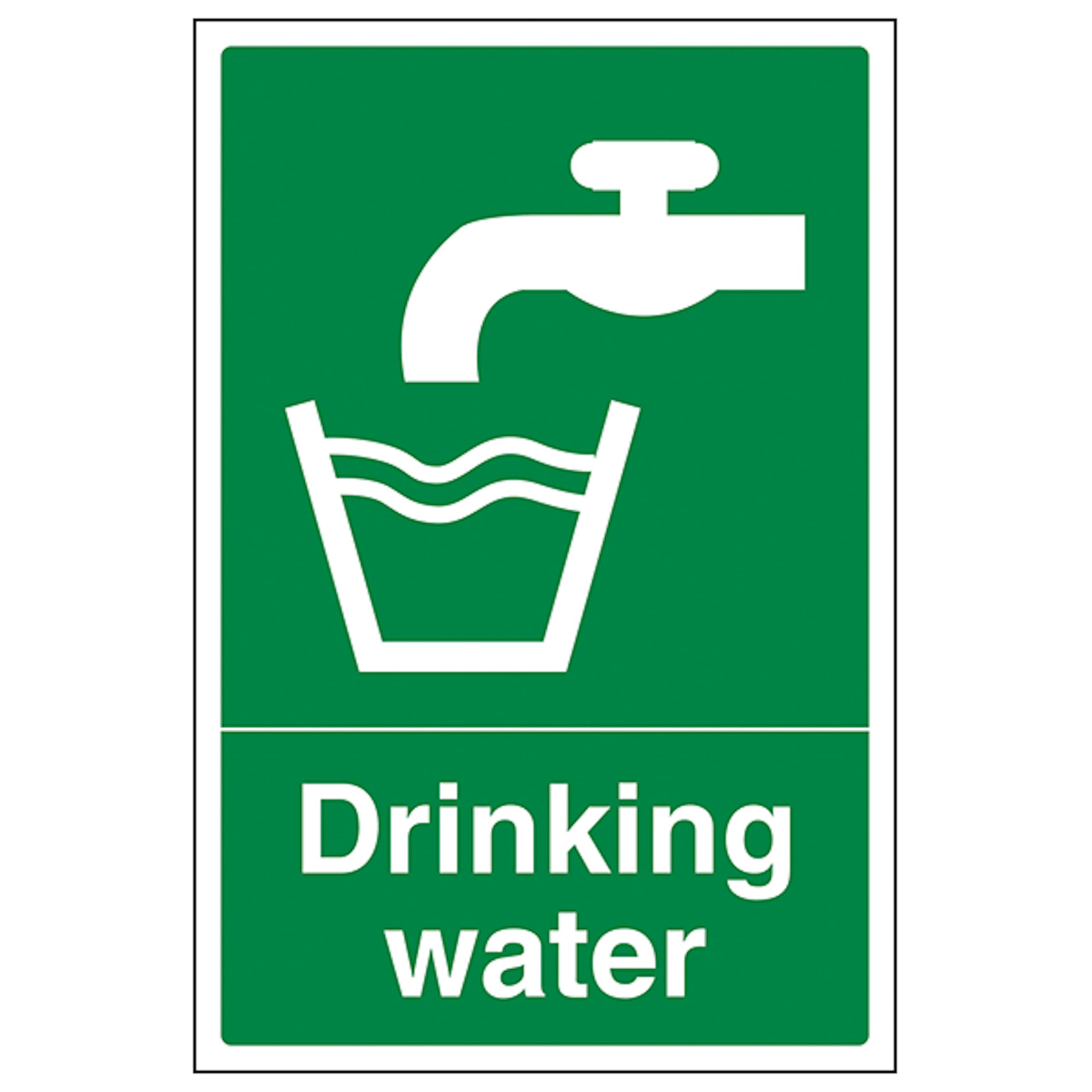 V Safety Drinking Water 200 x 300 mm - 2mm Super-Tough Rigid Plastic Safety Sign