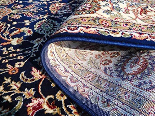 Image of Kashmiri Traditional Woollen Carpet with Advanced 1 Inch Thickness & Classical Look 150x200cm (5x7 Feet) Color Blue