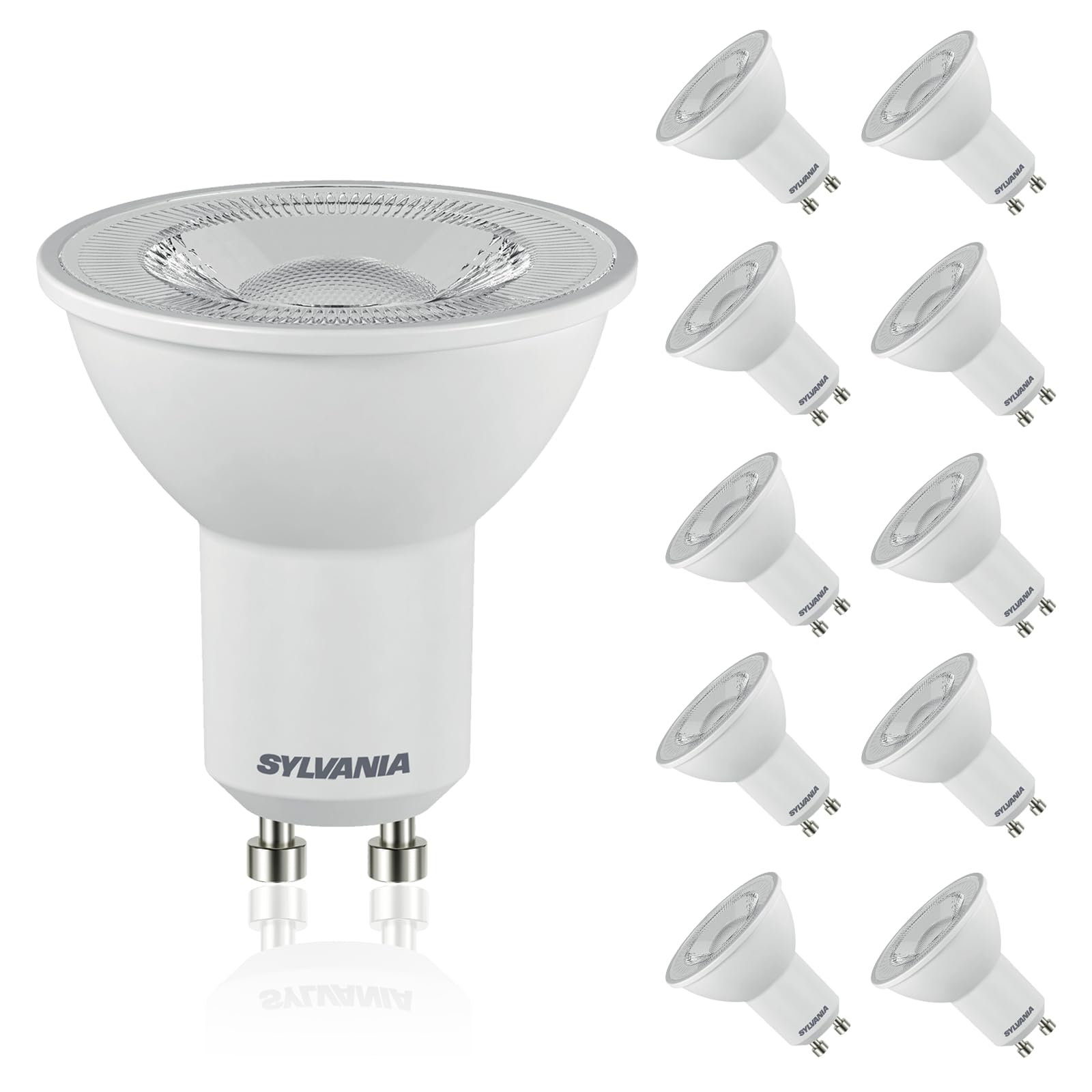 SYLVANIA RefLED ES50 LED GU10 Spotlight Bulb 4.2W (50W Equivalent) 345 Lumens Cool White 4000K - Pack of 10