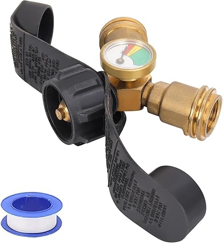 Divisor de tanque de propano de 2 vías con válvula de cierre, tanque de propano en Y, adaptador de tanque de propano doble válvula con calibre,