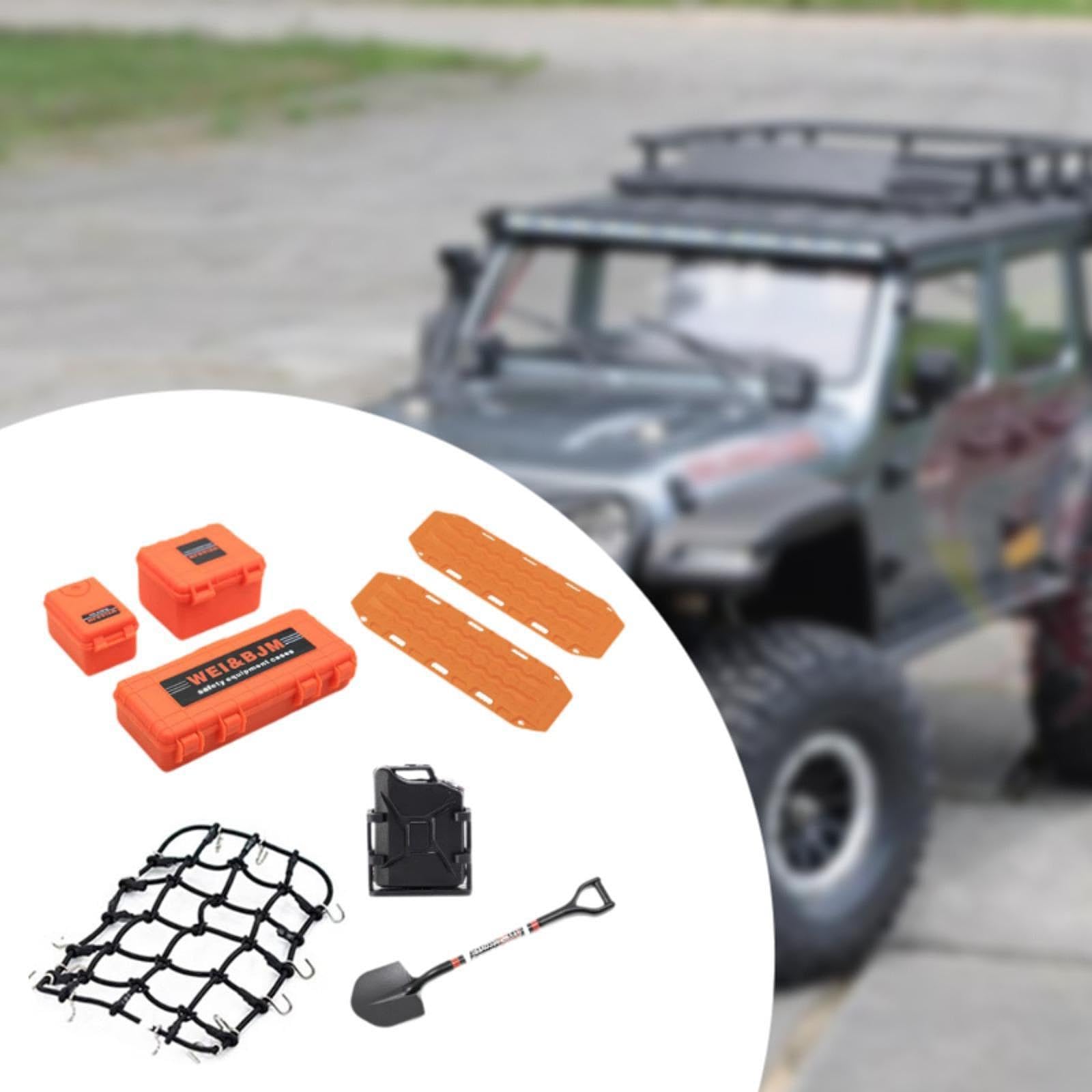 Decoración de Techo de Coche RC, Repuesto de Pieza de Vehículo RC, Caja de Almacenamiento de Tanque de Simulación Profesional Decorativa para Actualiz, Naranja